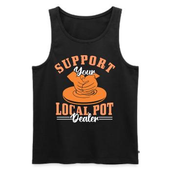 Support your Local Potdealer - Men's Premium Organic Tank Top - black - Front - Michal (187cm)