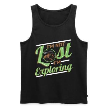Logo I'm Not Lost I'm Exploring On Camping - Männer Premium Bio Tank Top - Schwarz - Vorne - AI Model Male 178 light (178cm)