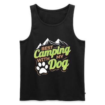 Logo pour les amoureux des chiens avec Paw On Camping - Débardeur bio Premium Homme - noir - Devant - Michal (187cm)