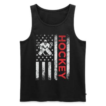 Tais-toi et emmène-moi jouer au hockey - Débardeur bio Premium Homme - noir - Devant - Michal (187cm)