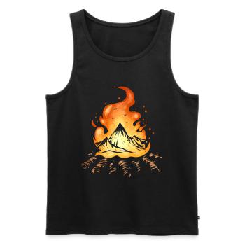 Camp Fire With Mountains On Camping - Men's Premium Organic Tank Top - black - Front - AI Model Male 178 light (178cm)