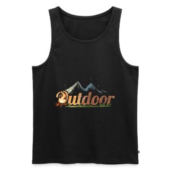 Logo Outdoor - Camp Fire In The Mountains While - Men's Premium Organic Tank Top - black - Front - AI Model Male 178 light (178cm)