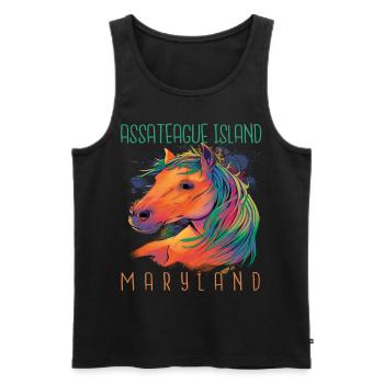 Bunte Pferd Assateague Island Maryland Reitandenke - Männer Premium Bio Tank Top - Schwarz - Vorne - AI Model Male 178 light (178cm)