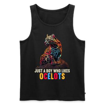 just a boy girl who loves Ocelots Ocelot ocelot ocelot - Men's Premium Organic Tank Top - black - Front - AI Model Male 178 light (178cm)