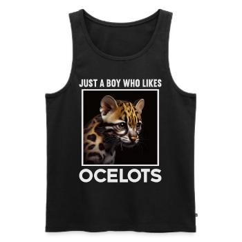 just a boy girl who loves Ocelots Ocelot ocelot ocelot - Men's Premium Organic Tank Top - black - Front - AI Model Male 178 light (178cm)
