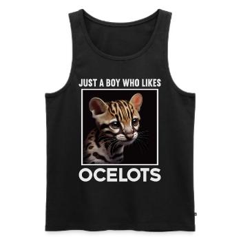 just a boy girl who loves Ocelots Ocelot ocelot ocelot - Men's Premium Organic Tank Top - black - Front - AI Model Male 178 light (178cm)