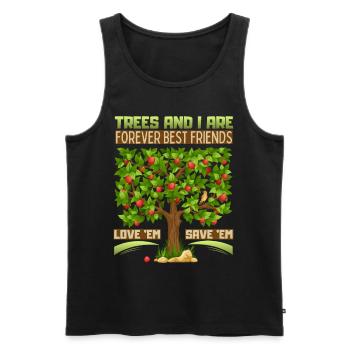 Apple tree illustration, nature conservation, saying - Men's Premium Organic Tank Top - black - Front - AI Model Male 178 light (178cm)