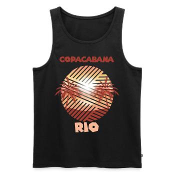 Copacabana Rio Palm Holiday Beach Ocean Surfing - Men's Premium Organic Tank Top - black - Front - Michal (187cm)