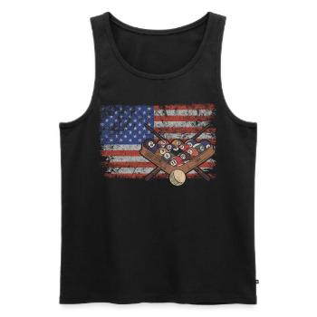 Billiard Retro USA Flag Billiard Ball 4 juillet - Débardeur bio Premium Homme - noir - Devant - Michal (187cm)