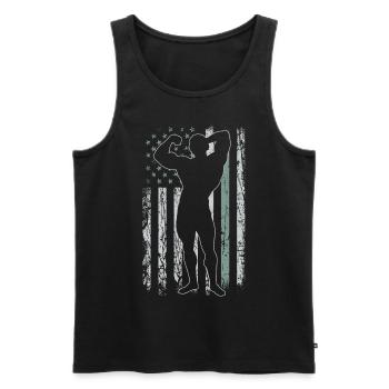 Bodybuilding Retro USA Flagge 4th of July - Männer Premium Bio Tank Top - Schwarz - Vorne - Michal (187cm)
