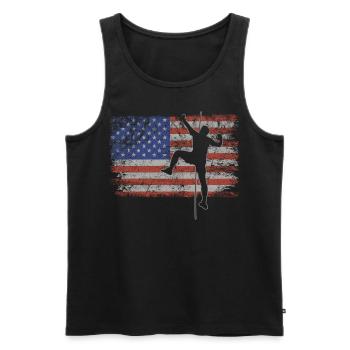 Bloc Retro USA Flag Freeclimbing 4 juillet - Débardeur bio Premium Homme - noir - Devant - AI Model Male 178 light (178cm)