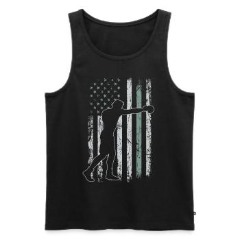 Boxe Rétro USA Flag MMA 4 juillet Boxe - Débardeur bio Premium Homme - noir - Devant - AI Model Male 178 light (178cm)