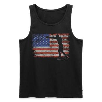 Boxe Rétro USA Flag MMA 4 juillet Boxe - Débardeur bio Premium Homme - noir - Devant - Michal (187cm)