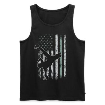 Breake Dance Retro USA Flag 4 juillet - Débardeur bio Premium Homme - noir - Devant - AI Model Male 178 light (178cm)