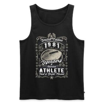 Vintage 1981 Football Cadeau d’anniversaire Hobby - Débardeur bio Premium Homme - noir - Devant - Michal (187cm)