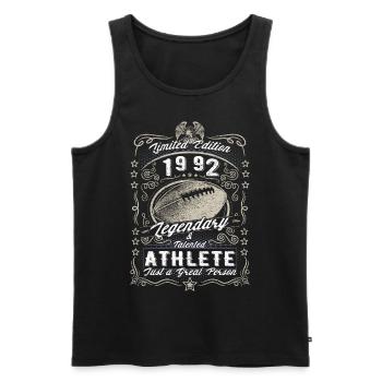 Vintage 1992 Football Birthday Gift Hobby - Men's Premium Organic Tank Top - black - Front - Michal (187cm)