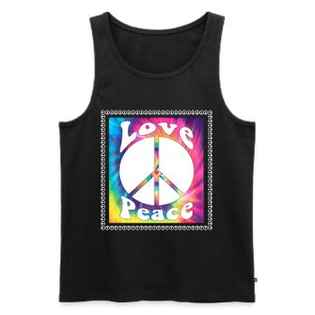 Hippie Tshirt Peace Movement Woodstock Boho Groove - Men's Premium Organic Tank Top - black - Front - Michal (187cm)