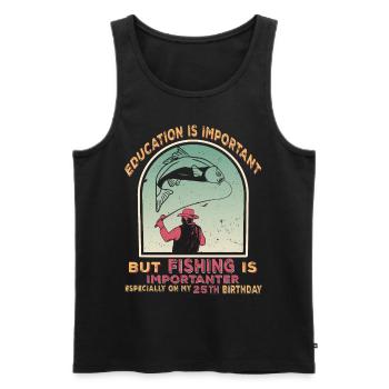 25th Birthday Angler Fishing Vintage Gift - Men's Premium Organic Tank Top - black - Front - Michal (187cm)