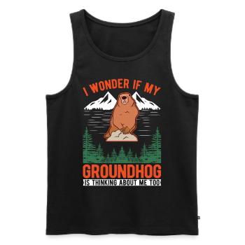 Murmeltier Groundhog Day Waldmurmeltier - Männer Premium Bio Tank Top - Schwarz - Vorne - AI Model Male 178 light (178cm)