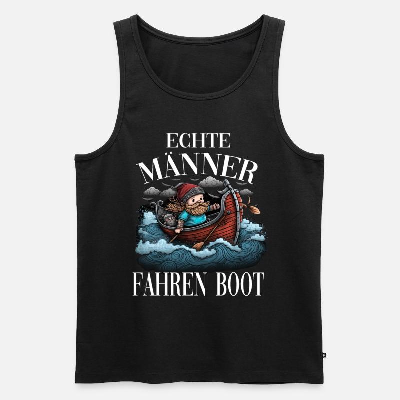 Echte Männer Fahren Boot - Männer Premium Bio Tank Top - Schwarz