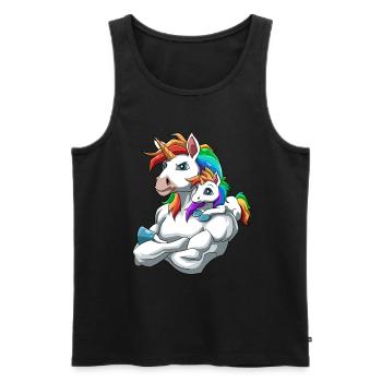 Einhorn Vater und Kind für einen Einhorn - Männer Premium Bio Tank Top - Schwarz - Vorne - Michal (187cm)
