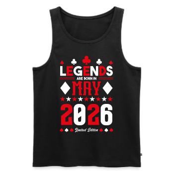 Geburtstagsgeschenk Mai 2026. Kartenspiele . Mai - Männer Premium Bio Tank Top - Schwarz - Vorne - Michal (187cm)