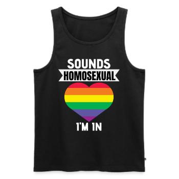 Cadeau du mois de la fierté gay coeur arc-en-ciel LGBT - Débardeur bio Premium Homme - noir - Devant - Michal (187cm)
