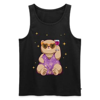 Boujee Aesthetic Kawaii Bear Wine Bougie - Männer Premium Bio Tank Top - Schwarz - Vorne - Michal (187cm)