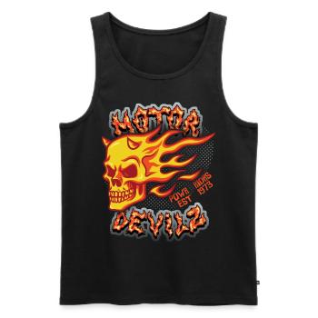 Skull Fire Skull Motorcyclist Motor Devils - Men's Premium Organic Tank Top - black - Front - AI Model Male 178 light (178cm)