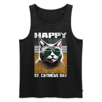 Happy St. Catricks Day Grey Cat Saint Patrick - Men's Premium Organic Tank Top - black - Front - AI Model Male 178 light (178cm)