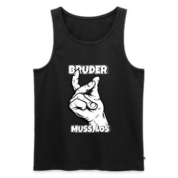 Bruder muss los - Männer Premium Bio Tank Top - Schwarz - Vorne - AI Model Male 178 light (178cm)