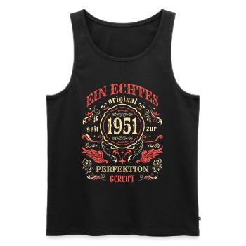 1951 Ein echtes Original seit 1951 - Männer Premium Bio Tank Top - Schwarz - Vorne - AI Model Male 178 light (178cm)