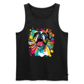 Dog Cartoon Boxer Design for Dog Lovers - Men's Premium Organic Tank Top - black - Front - AI Model Male 178 light (178cm)
