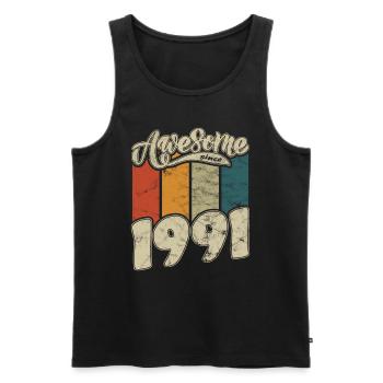 1991 Geburtstag Awesome since Retro - Männer Premium Bio Tank Top - Schwarz - Vorne - AI Model Male 178 light (178cm)
