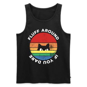 Fluff Around Si vous osez Sarcastic Cat Retro - Débardeur bio Premium Homme - noir - Devant - AI Model Male 178 light (178cm)