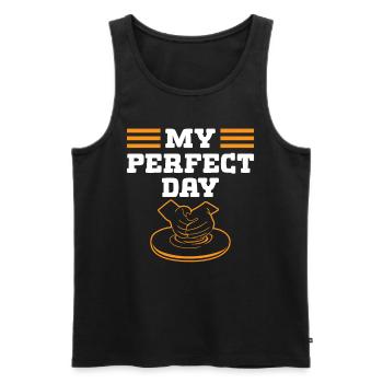 My perfect Day - Men's Premium Organic Tank Top - black - Front - Michal (187cm)