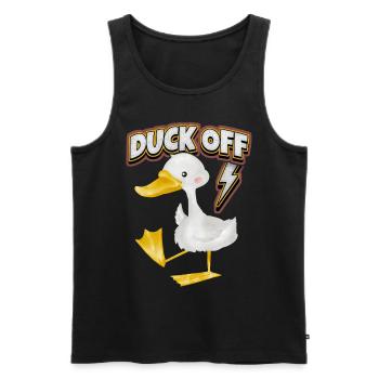 Comic duck, funny saying Duck-Off, Pun - Men's Premium Organic Tank Top - black - Front - AI Model Male 178 light (178cm)