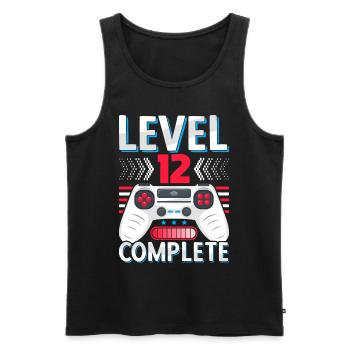 12e année terminée Gymnase Gymnase Gymnase - Débardeur bio Premium Homme - noir - Devant - AI Model Male 178 light (178cm)