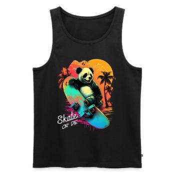 Cooles Retro Panda Skateboard Neon Geschenk - Männer Premium Bio Tank Top - Schwarz - Vorne - AI Model Male 178 light (178cm)
