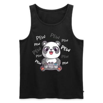 Pew Pew Pew Cute Panda Gamer Gaming - Men's Premium Organic Tank Top - black - Front - Michal (187cm)