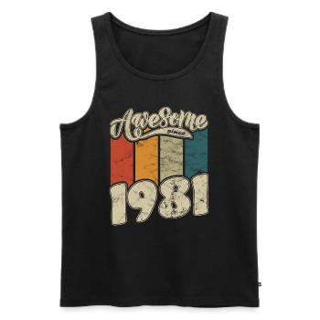 1981 Geburtstag Awesome since Retro - Männer Premium Bio Tank Top - Schwarz - Vorne - AI Model Male 178 light (178cm)