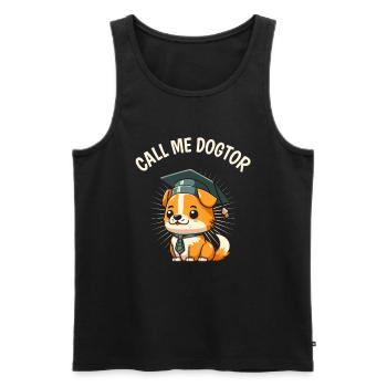 Niedlicher Hund Lustiger Doktortitel Doktorand - Männer Premium Bio Tank Top - Schwarz - Vorne - Michal (187cm)