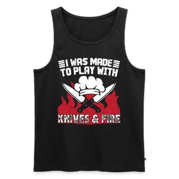 I was made to play with Knives and Fire - Men's Premium Organic Tank Top - black - Front - Michal (187cm)