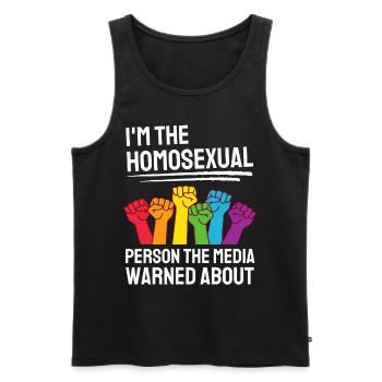 Regenbogen Faust Gay Pride Geschenk Lustiges LGBT - Männer Premium Bio Tank Top - Schwarz - Vorne - Michal (187cm)