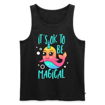 It's Ok To Be Magical Unicorn of The Sea Narwhal - Men's Premium Organic Tank Top - black - Front - AI Model Male 178 light (178cm)