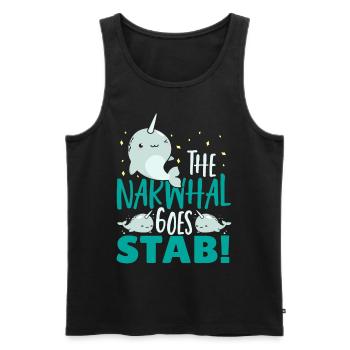 The Narwhal Goes Stab! Narwhal Unicorn of The Sea - Men's Premium Organic Tank Top - black - Front - AI Model Male 178 light (178cm)
