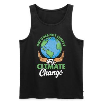 On ne se contente pas de régler le problème du changement climatique à l’échelle mondiale - Débardeur bio Premium Homme - noir - Devant - AI Model Male 178 light (178cm)