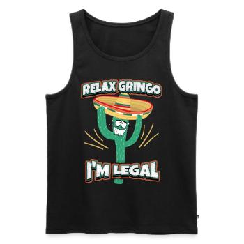 Lustiger-Kaktus Mexiko, Comic-Sombrero, Spruch - Männer Premium Bio Tank Top - Schwarz - Vorne - Michal (187cm)
