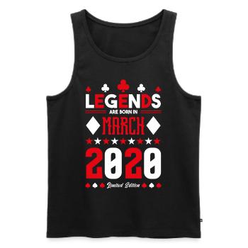 cadeau d'anniversaire Mars 2020. jeux de carte. - Débardeur bio Premium Homme - noir - Devant - Michal (187cm)