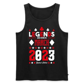 cadeau d'anniversaire Mars 2023. jeux de carte. - Débardeur bio Premium Homme - noir - Devant - Michal (187cm)